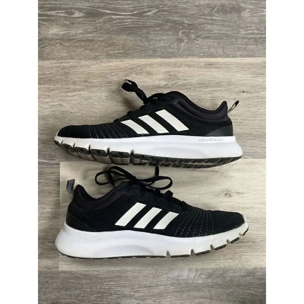Adidas Womens Cloudfoam LVL 02009 Black Running Shoes Sneakers Size 9